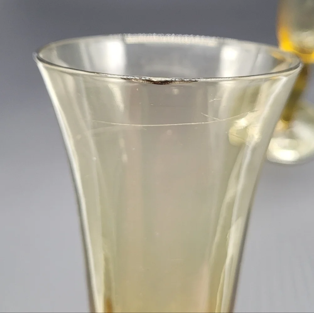 Vintage Amber Champagne Glasses Set Of 2 Rare​​​